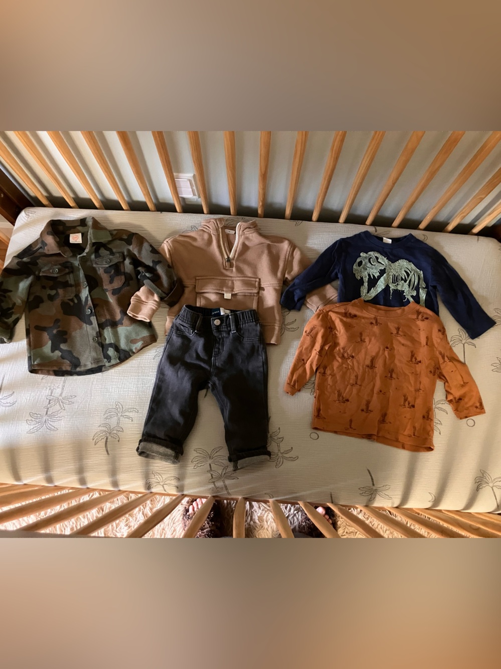 Kids Neutral & Camouflage Outfit Set - Green, Tan, Black, Rust